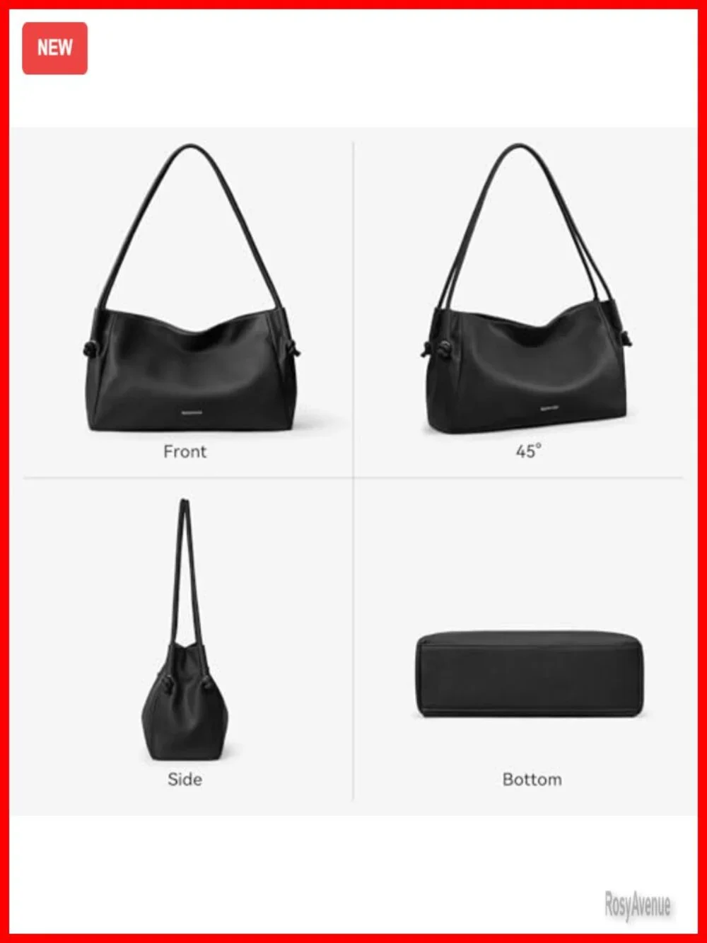 Pebbled Vegan Leather Hobo Shoulder Bag Lightweight Purse Work Travel